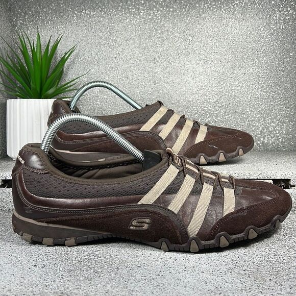 Sketchers Bikers Dream Come True Brown Leather Shoes Slip Ons Size 11 - Picture 3 of 7